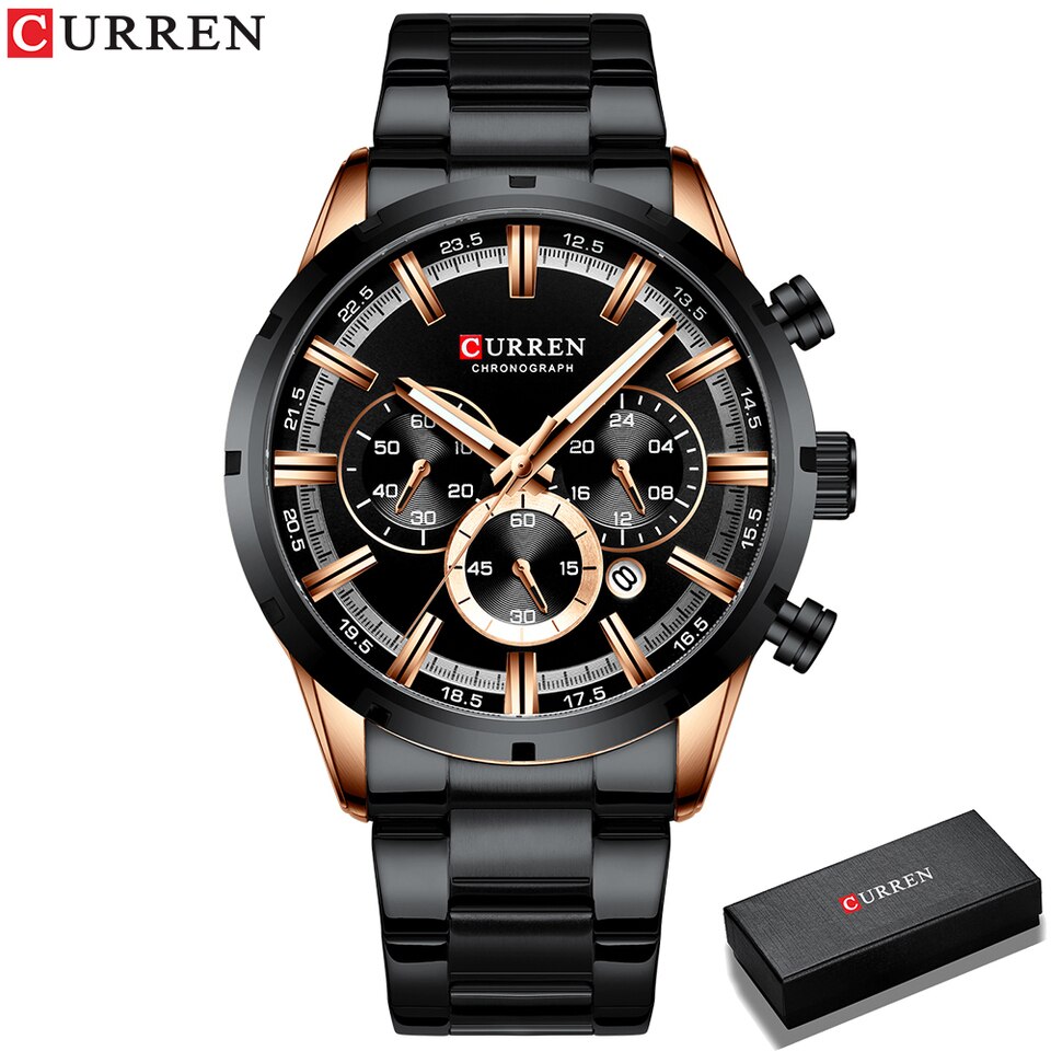 Men Watch Blue Dial Stainless Steel Band Date Mens Business Male Watches Waterproof Luxuries Men Wrist Watches for Men