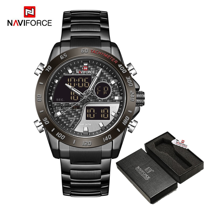 Luxury Brand Men Wrist Watch Military Digital Sport Watches For Man Steel Strap Quartz Clock Male Relogio Masculino