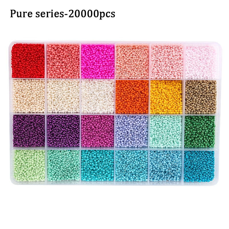 2mm Colored Seed Beads Kit Small Glass Beads Acrylic Letter Bead Set With Organizer Box For Jewelry Making Necklace Bracelet DIY