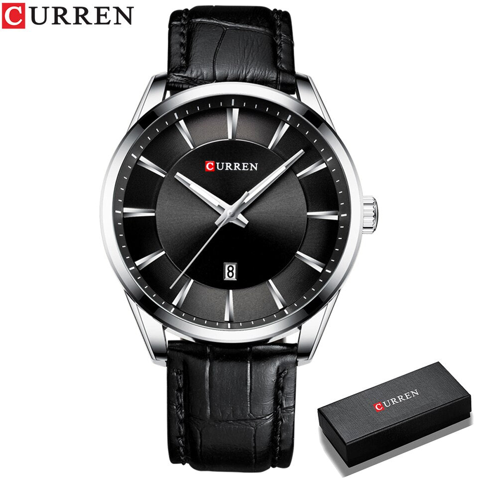 Quartz Watches for Men Leather Strap Male Wristwatches Top Luxury Brand Business Men Clock  45 mm Reloj Hombres