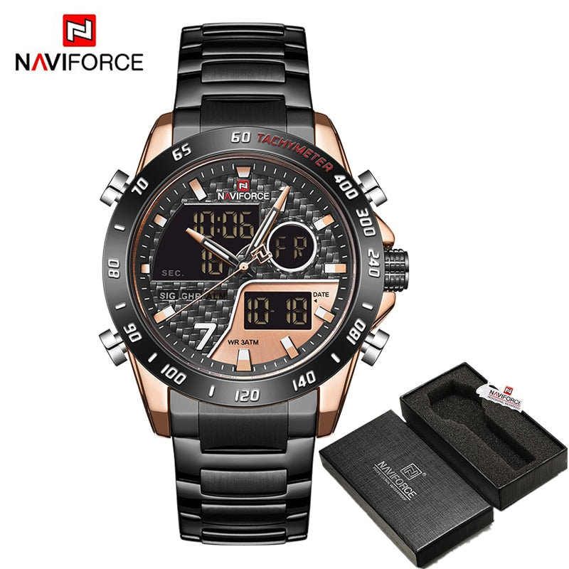 Luxury Brand Men Wrist Watch Military Digital Sport Watches For Man Steel Strap Quartz Clock Male Relogio Masculino