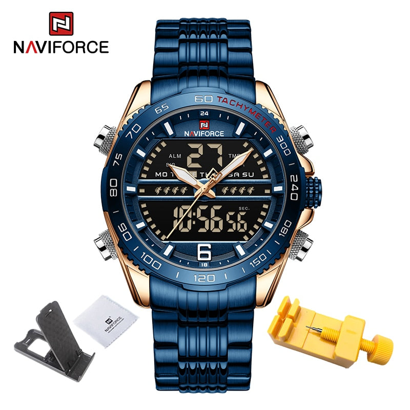 Sport Men Wrist Watch Digital Waterproof Quartz Chronograph Stainless Steel Clock Male Relogio Masculino RGBEBE, China