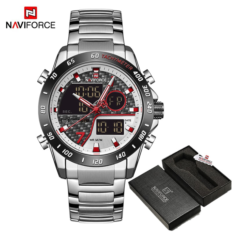 Luxury Brand Men Wrist Watch Military Digital Sport Watches For Man Steel Strap Quartz Clock Male Relogio Masculino