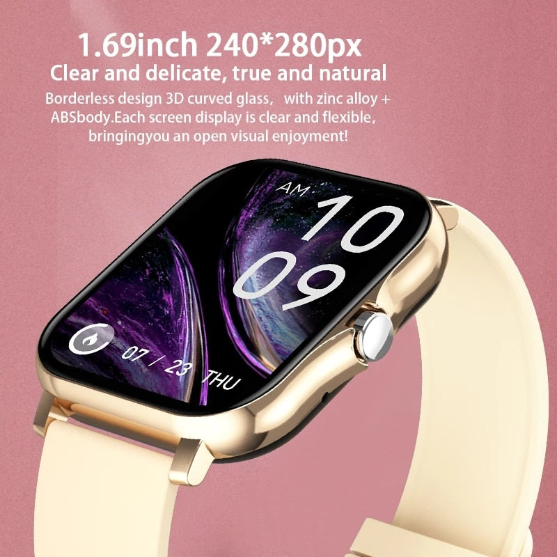 New Women Smart watch Men 1.69 Color Screen Full touch Fitness Tracker Bluetooth Call Smart Clock Ladies Smart Watch Women