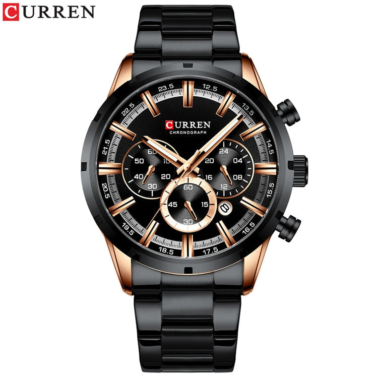 Men Watch Blue Dial Stainless Steel Band Date Mens Business Male Watches Waterproof Luxuries Men Wrist Watches for Men