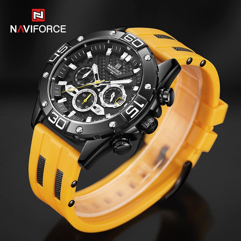 New Luxury Watches for Men Fashion Silicone Strap Military Waterproof Sport Chronograph Quartz WristWatch Clock With Date