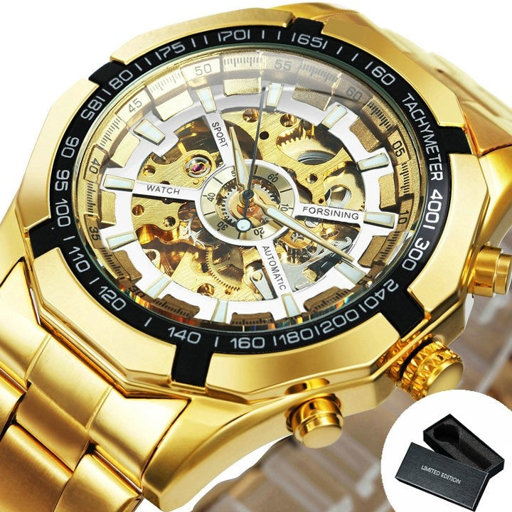 New Men Skeleton Mechanical Watch Automatic Winner Gold Skeleton Vintage Men Watches Top Brand Luxury