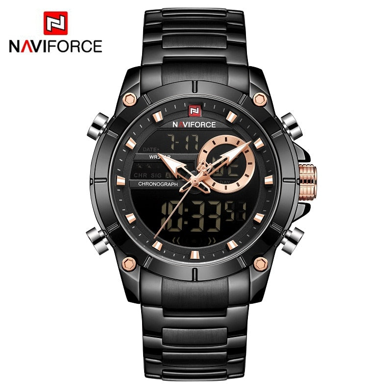 Casual Quartz Watch Men Stainless Steel Men Army Military Led Clock Male Waterproof Watches