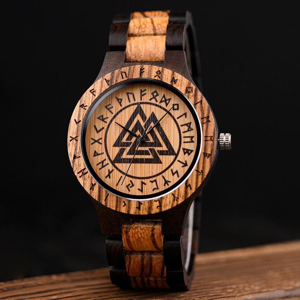 Men Watches Zebra Wood Vintage Watch for Men Come With Bamboo Box Thanksgiving Christmas Gift