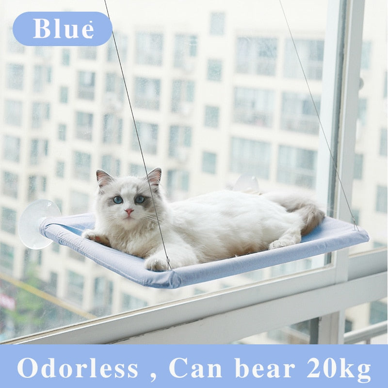 Cat Hammock Cute Hanging Beds Comfortable Sunny Seat Window Mount Pet product Soft Pet Shelf Supplies Detachable Bearing 20kg Blue