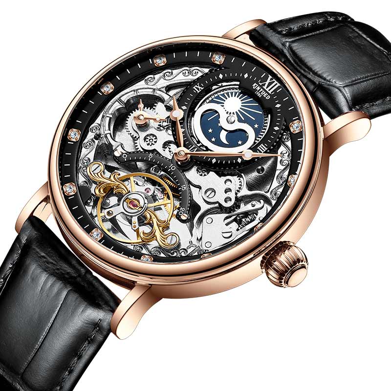 New Men Mechanical Skeleton Watches Automatic Watch Men Tourbillon Sport Clock Casual Business Moon Wrist Watch