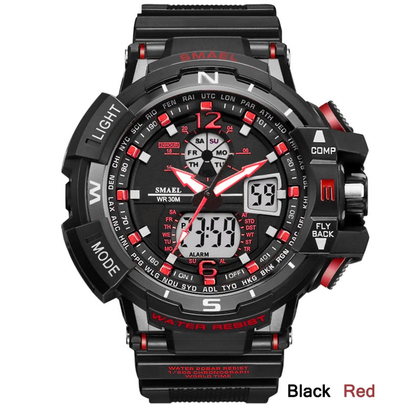 Sport Watch Men Big Dial LED Digital Quartz Wrist Watches Men Brand Luxury Digital-watch Military Army Clock Male Black Red, China