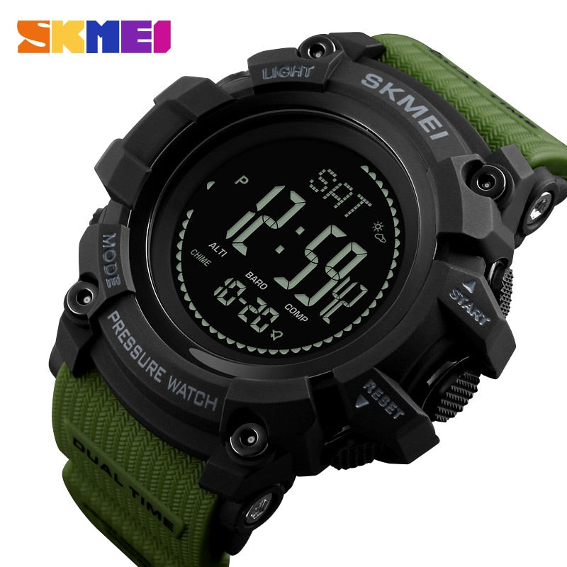 Weather Forecast Barometer Thermometer Electronic Watch Adventure Feld Outdoor Compass Sport Waterproof Men Watch 1358