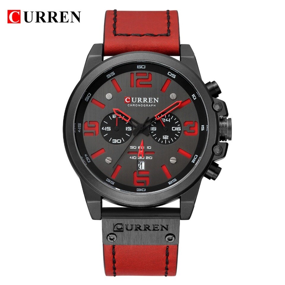 Watch For Men Top Brand Luxury CURREN Fashion Leather Quartz Men Watches Date Business Sport Male Wristwatch Clock Montre Homme Milky white