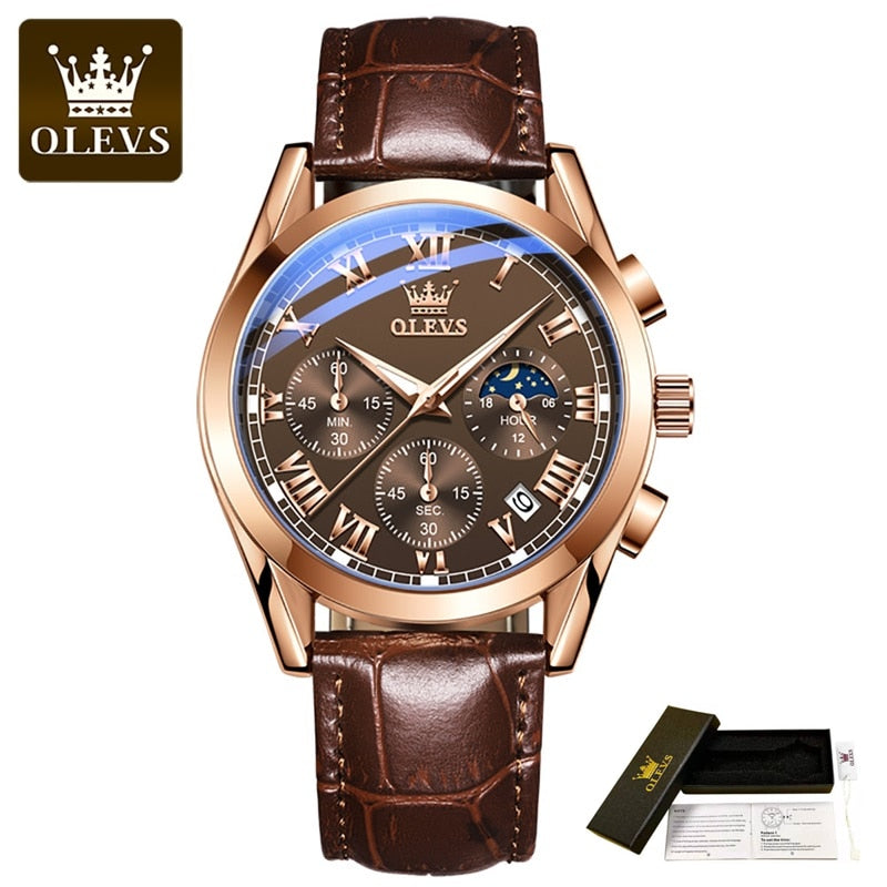 New Elite Mens Quartz Watches Business Dress Waterproof Wristwatch Men Luxury Breathable Leather Sports watch men Gifts