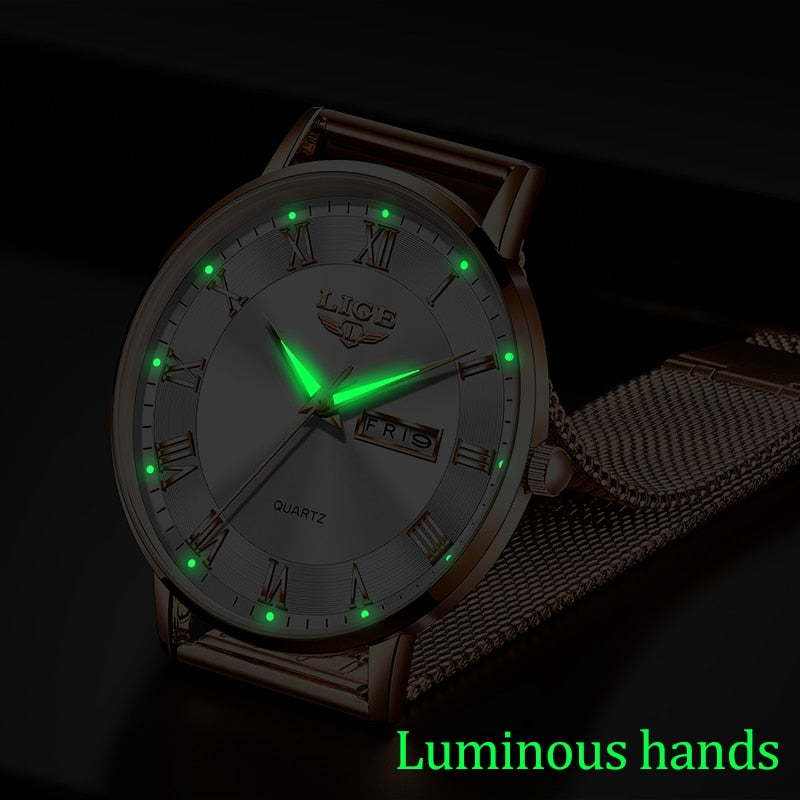 Brand LIGE Women Watch Rose Gold Montre Femme Women  Ultra-thin Fashion Relojes Para Mujer Luxury Lady Wrist Watches Reloj Mujer