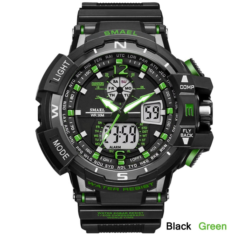 Sport Watch Men Big Dial LED Digital Quartz Wrist Watches Men Brand Luxury Digital-watch Military Army Clock Male Black Green, China