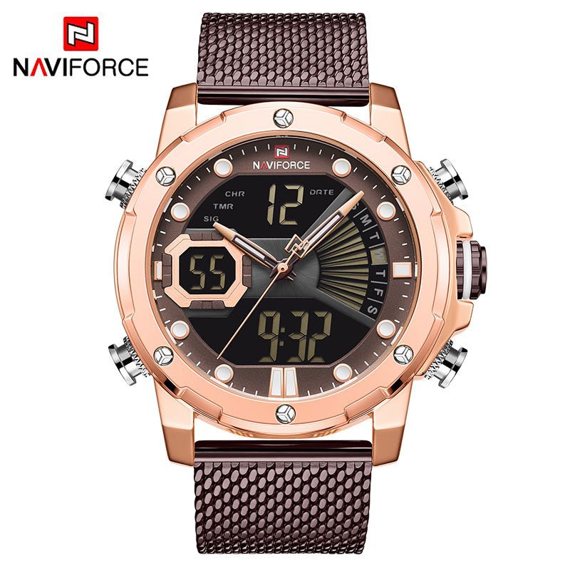 Original Watches For Men Luxury Brand Quartz Dual Display Military Sports Wrist Watch Mesh Steel Band Waterproof Clock RGCECE, China