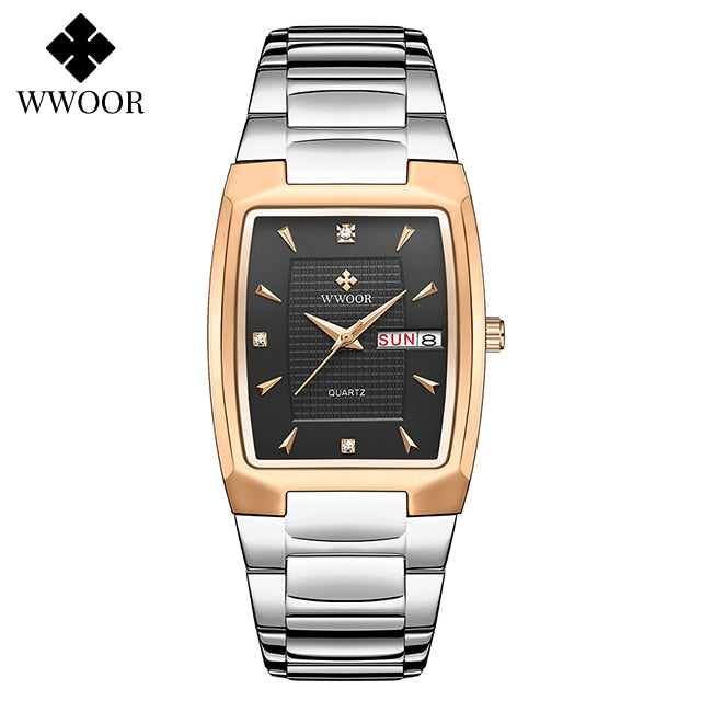 Men's Wristwatch  WWOOR Brand Luxury Quartz Watch Waterproof Business Male Date Clock Casual Fashion Black Relogio Masculino sliver black