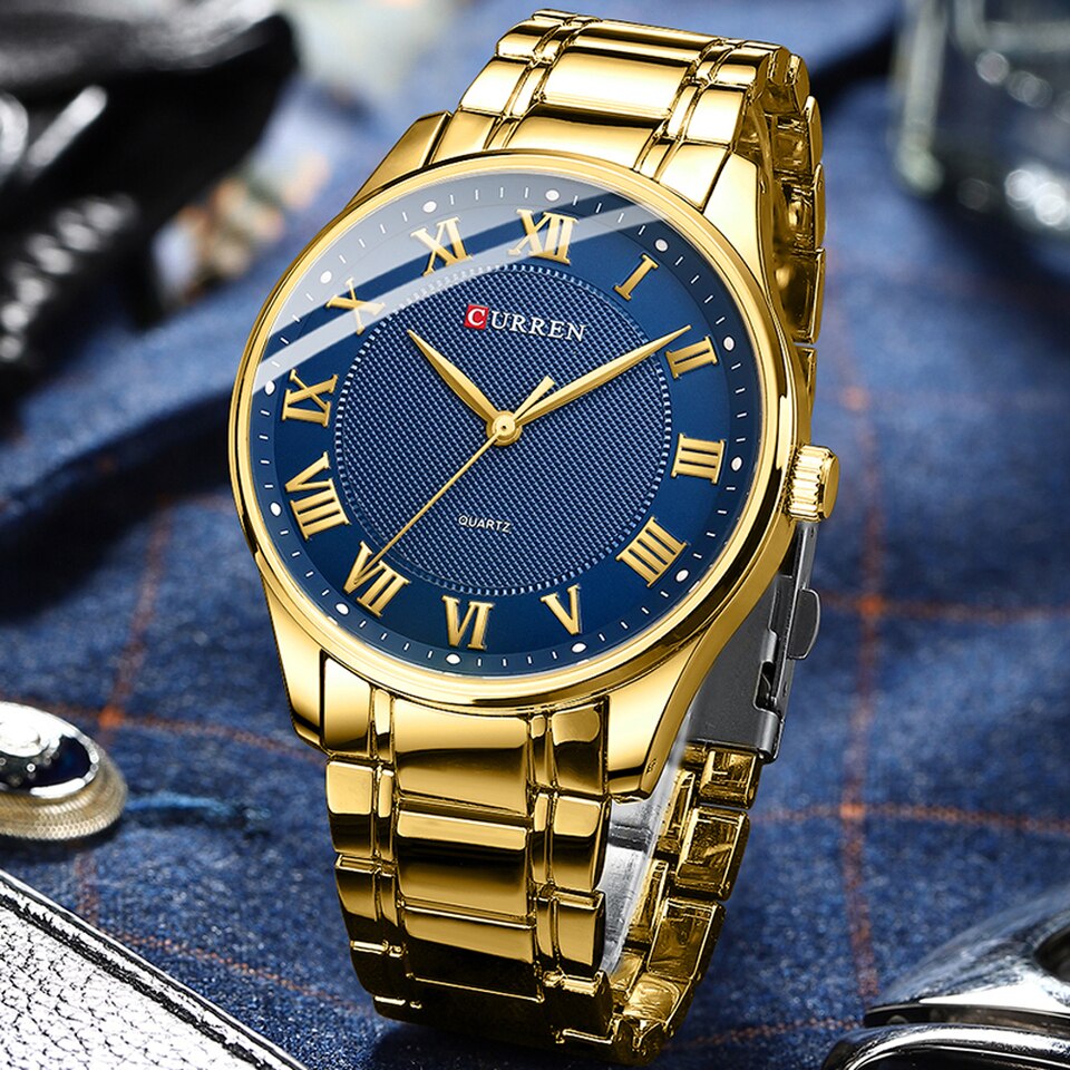 Classic Casual Watch for Men with Stainless Steel Band Simple Quartz Wristwatches with Rome Numbers for Business Man