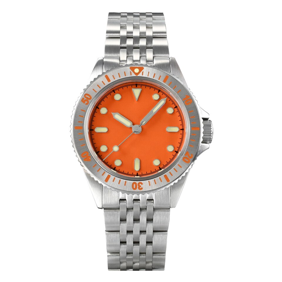 San Martin 38mm Dive Watch Miyota 8215 Original Design Bracelet Fashion Sport Style Automatic Mechanical Watches Sapphire 20Bar Orange No Logo