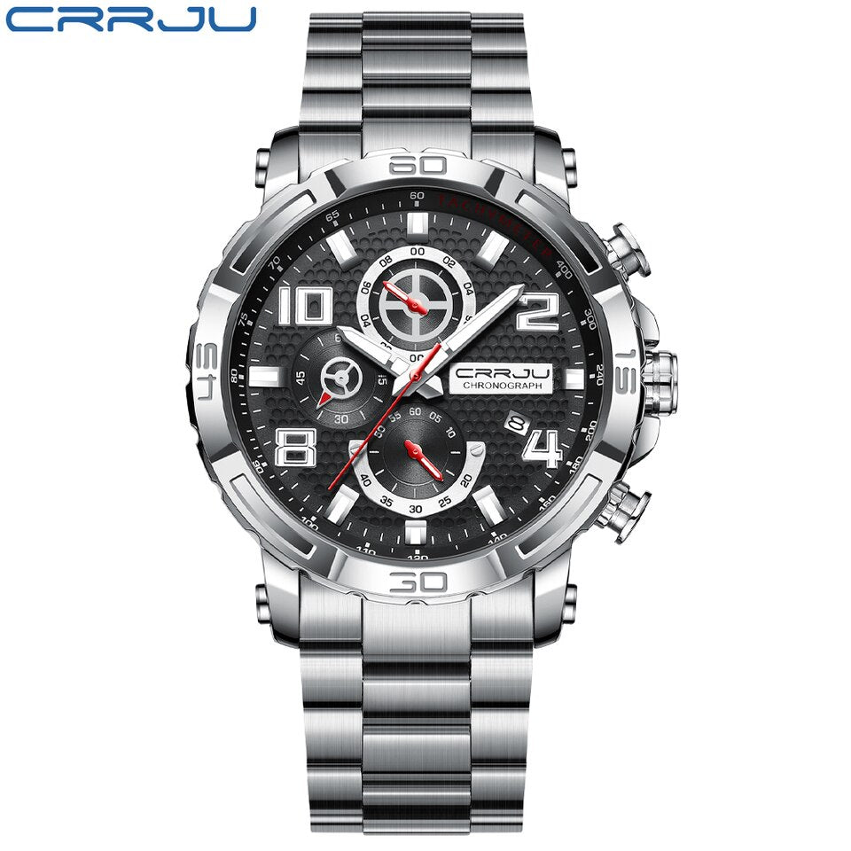 Men Watches Big Dial Waterproof Stainless Steel with Luminous hands Date Sport Chronograph Watches Relogio Masculino