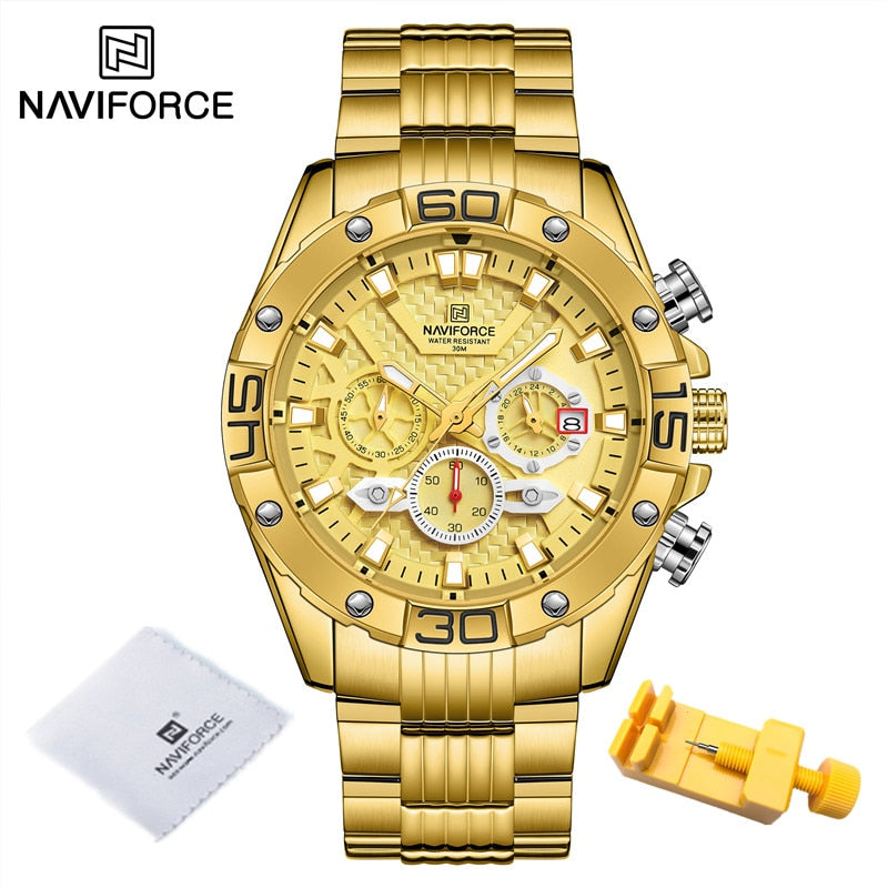 New Watches For Men Luxury Original Classic Quartz Clock Analog Chronograph Sport Waterproof Steel Band WristWatch