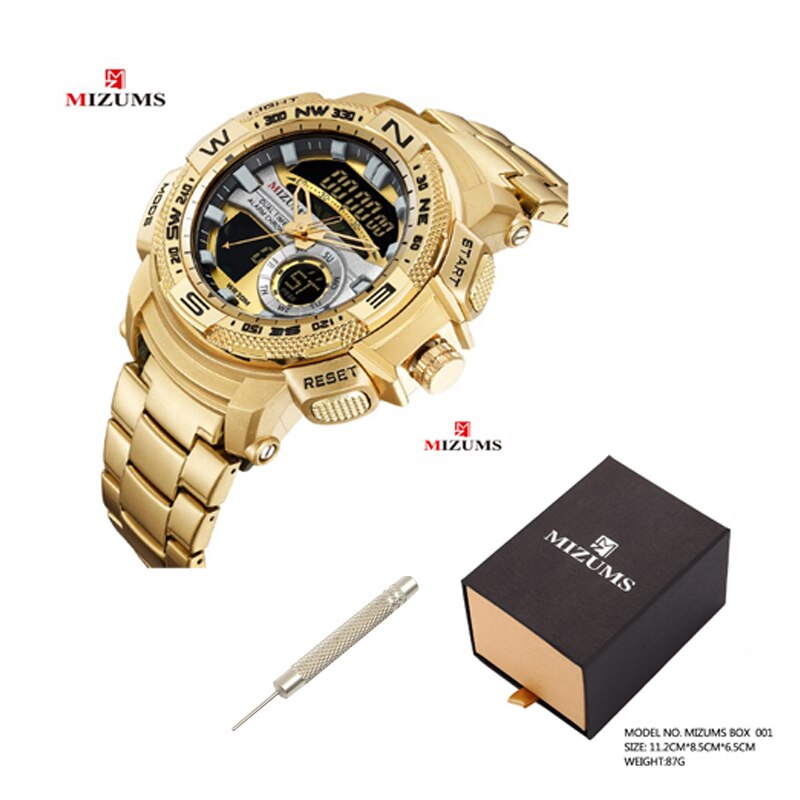 30m Waterproof Mens Sports Watches Luxury Brand Quartz Watch Men Gold Steel Digital Male Clock Cool Military Relogio Masculino