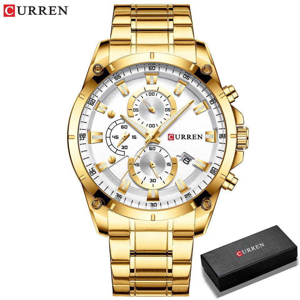 Men Watches Top Brand Luxury Business Automatic Date Watch Men Casual Waterproof Watch golde box