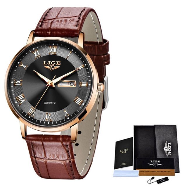 New LIGE Women Ultra Thin Watch Top Brand Luxury Watches Fashion Ladies Clock Stainless Steel Waterproof Calendar Wristwatch