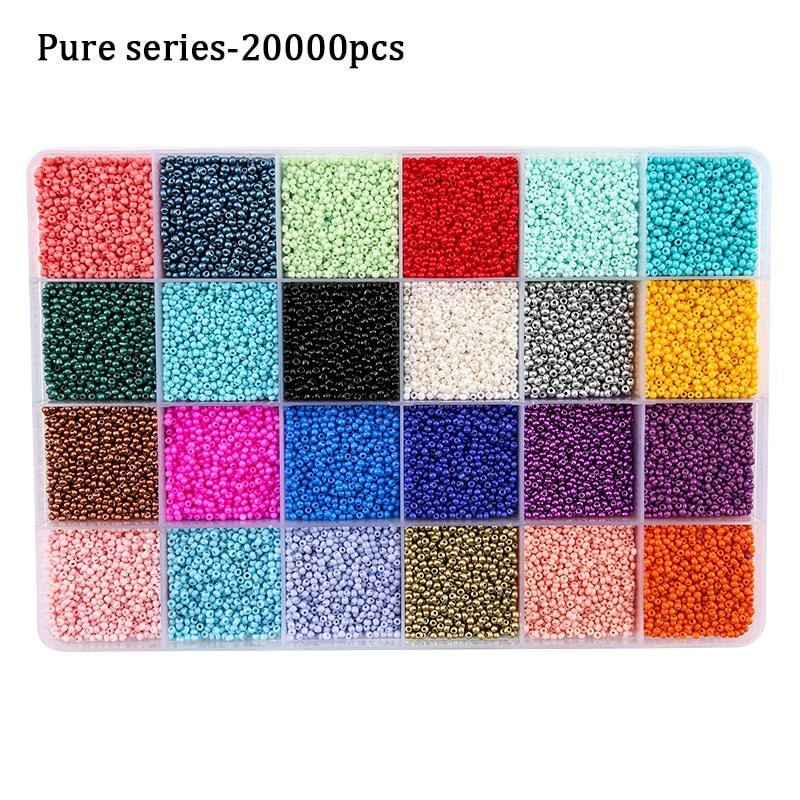 2mm Colored Seed Beads Kit Small Glass Beads Acrylic Letter Bead Set With Organizer Box For Jewelry Making Necklace Bracelet DIY