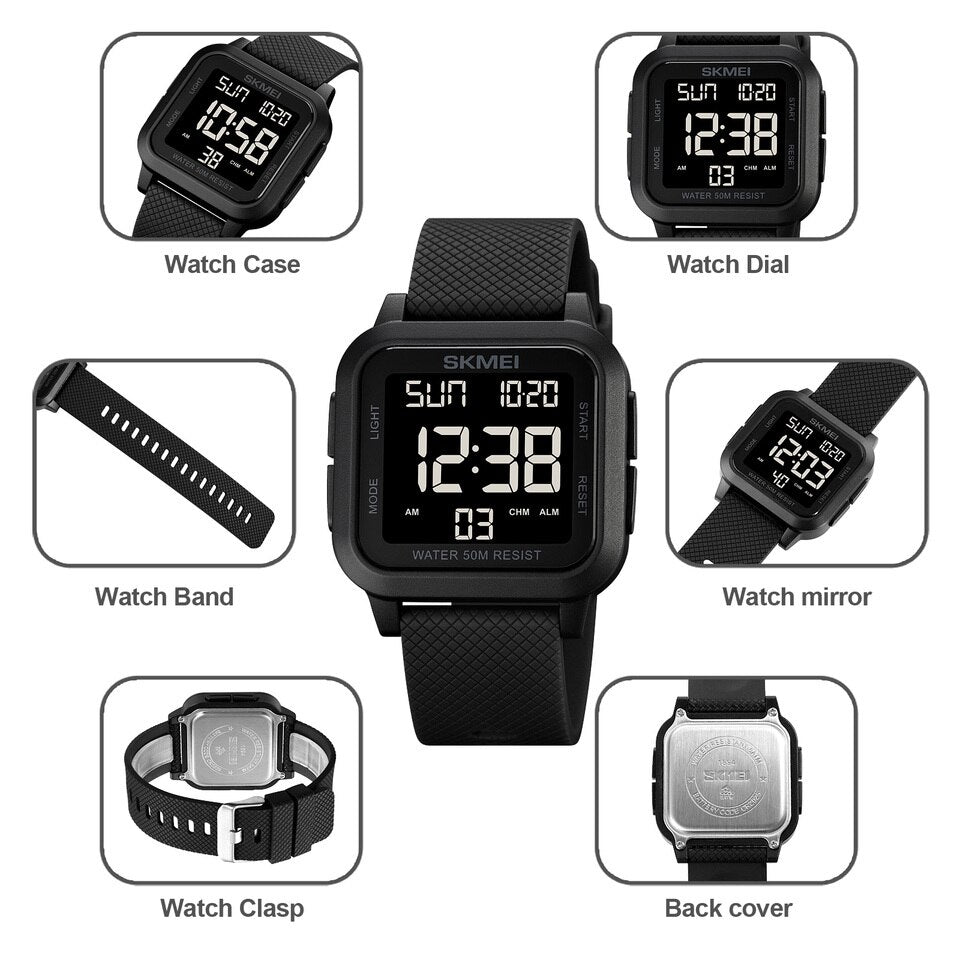 SKMEI Brand Sport Digital Watch Fashion LED Men's Watches Chrono Electronic Wristwatch Waterproof Countdown Clock Reloj Hombre