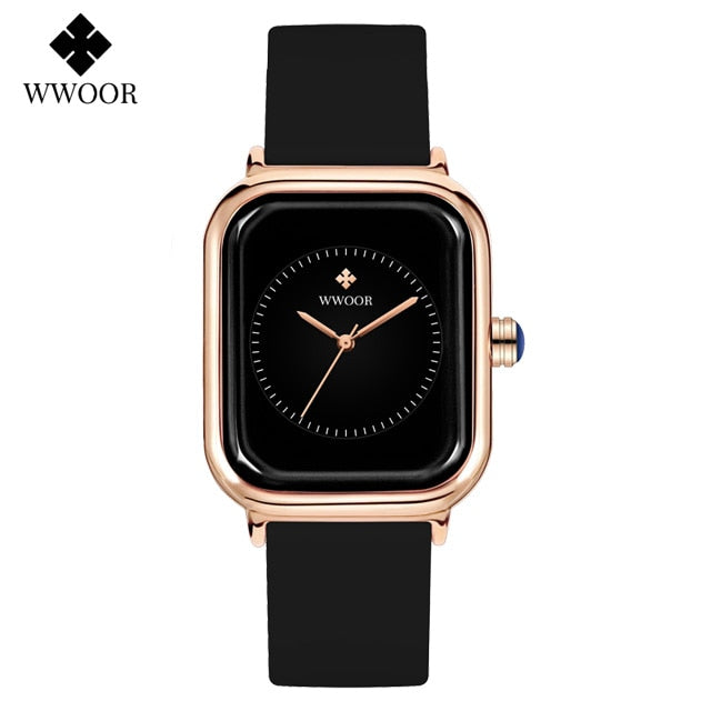 Luxury Brand Watches For Women Fashion Square Purple Ladies Quartz Wristwatch Waterproof Silicone Band Relogio Feminino