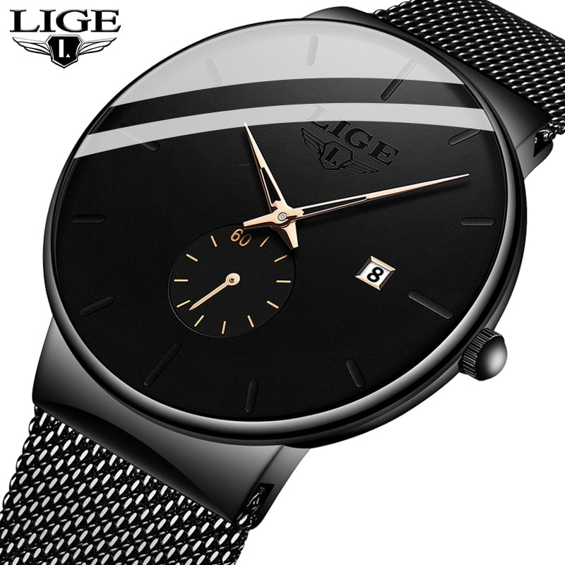 New Fashion Mens Watches Top Brand Luxury Quartz Watch Men Casual Slim Mesh Steel Waterproof Sport Watch Relogio Masculino