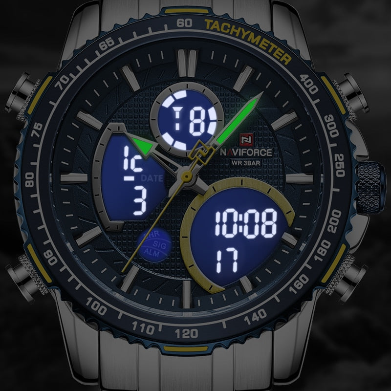 Men Watch Luxury Brand Sport Watch For Men Chronograph Quartz Wristwatch Military Waterproof Steel Band Clock