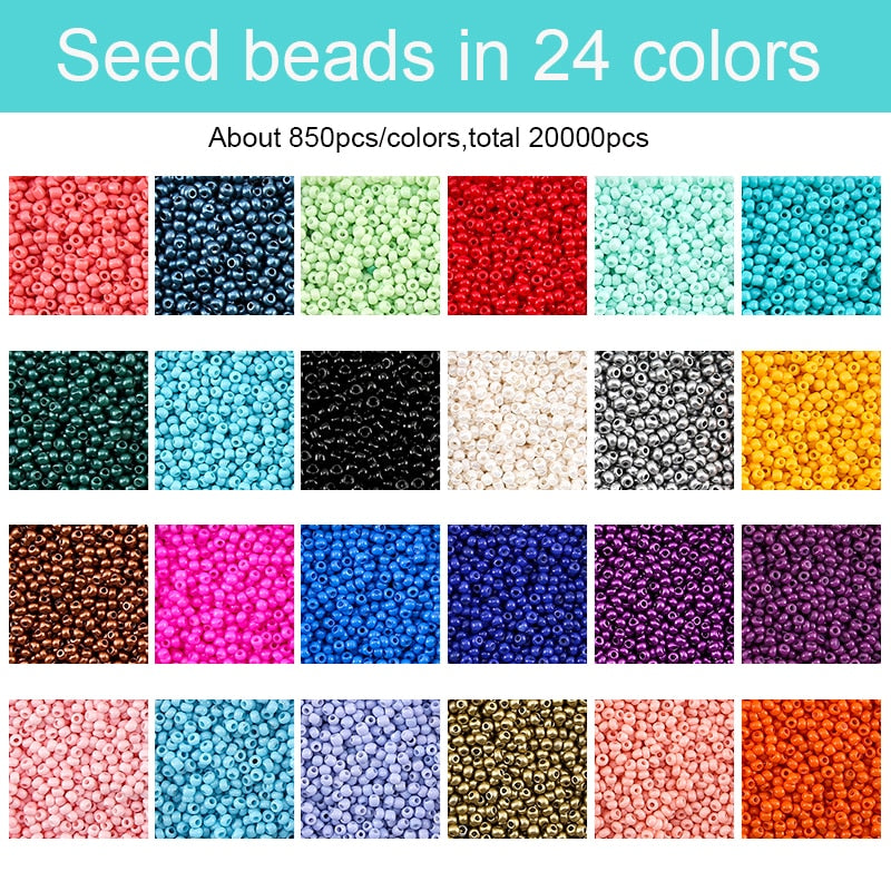 2mm Colored Seed Beads Kit Small Glass Beads Acrylic Letter Bead Set With Organizer Box For Jewelry Making Necklace Bracelet DIY