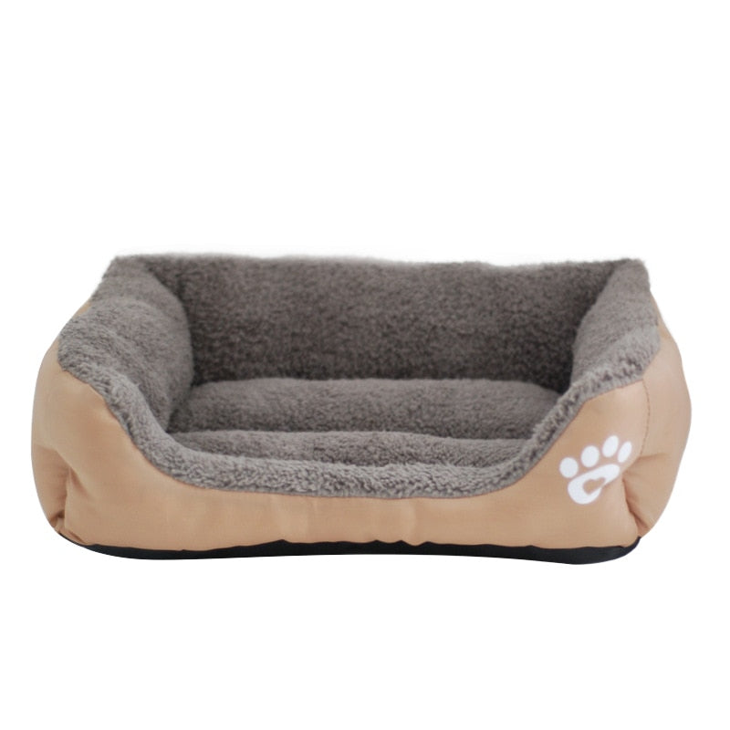 S-3XL Large Pet Cat Dog Bed 13Colors Warm Cozy Dog House Soft Fleece Nest Dog Baskets House Mat Autumn Winter Waterproof Kennel Khaki, L