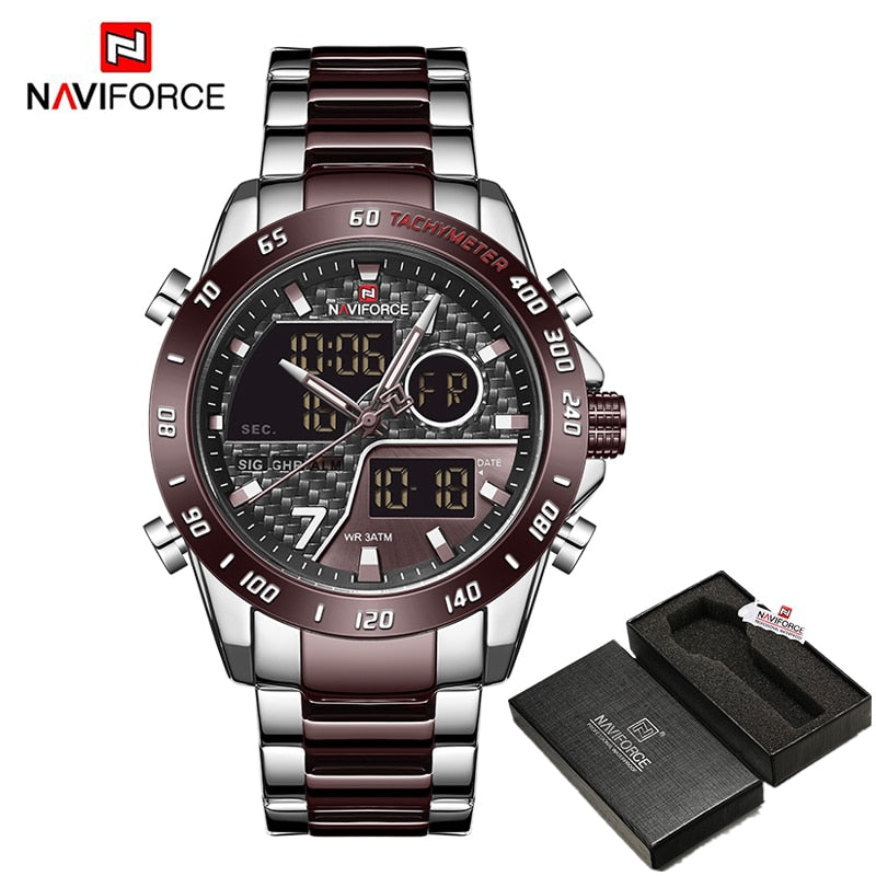 Luxury Brand Men Wrist Watch Military Digital Sport Watches For Man Steel Strap Quartz Clock Male Relogio Masculino SCECE BOX 1, China