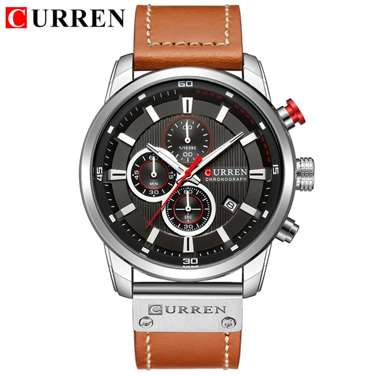 Top Brand Luxury Chronograph Quartz Watch Men Sports Watches Military Army Male Wrist Watch Clock CURREN relogio masculino silver black