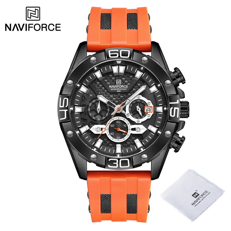 New Luxury Watches for Men Fashion Silicone Strap Military Waterproof Sport Chronograph Quartz WristWatch Clock With Date BBO