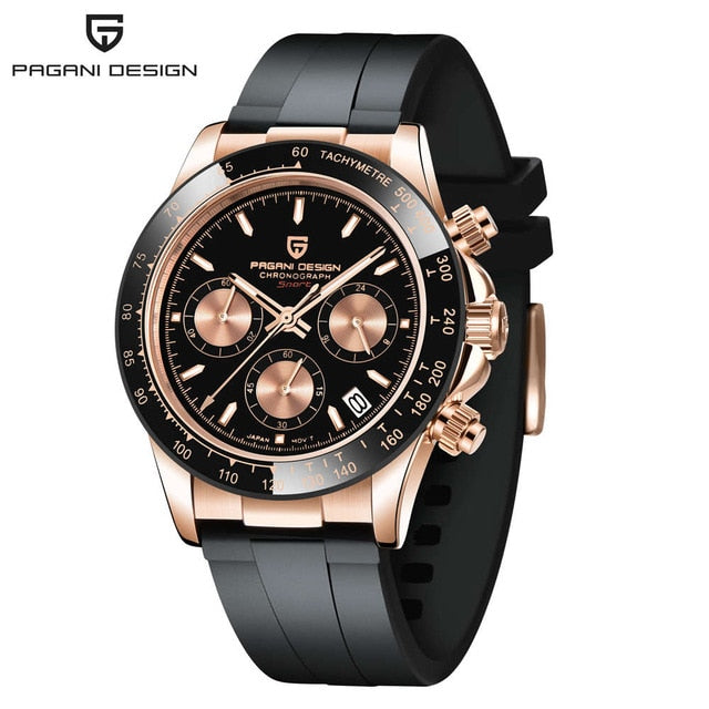 40mm New PAGANI DESIGN Men Quartz Watches Sapphire Luxury Chronograph Stainless Steel Waterproof Men Watch Gold black, China