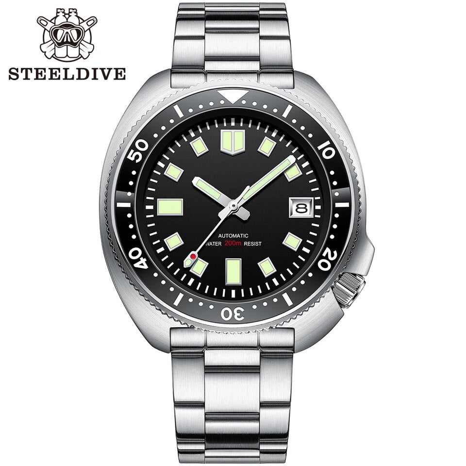 New Men SD1970 SteelDive Mechanical Watch Brand 44MM Men NH35 Dive Watch with Ceramic Bezel Watch 70HH-SS no logo, China, NH35 Movt