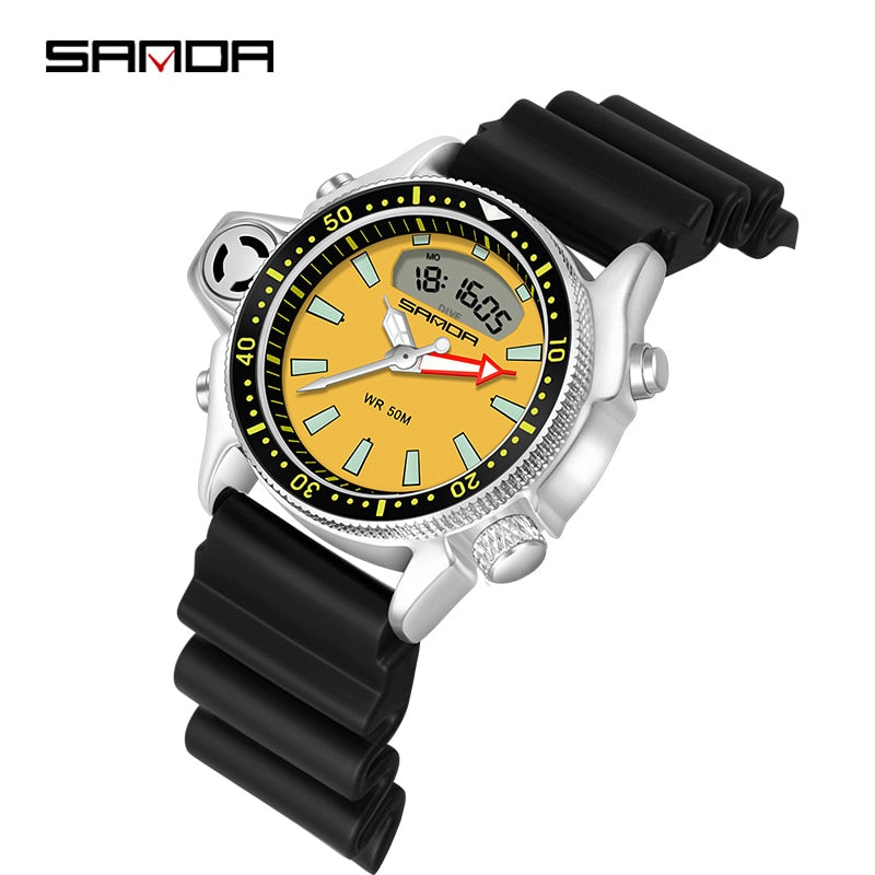 Sport Men Quartz Digital Watch Creative Diving Watches Men Waterproof Alarm Watch Dual Display Clock Relogio Masculino