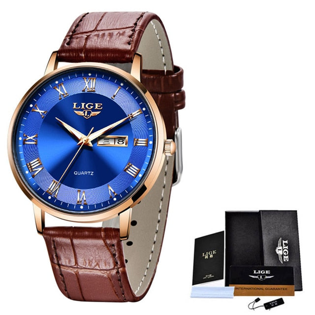 New LIGE Women Ultra Thin Watch Top Brand Luxury Watches Fashion Ladies Clock Stainless Steel Waterproof Calendar Wristwatch