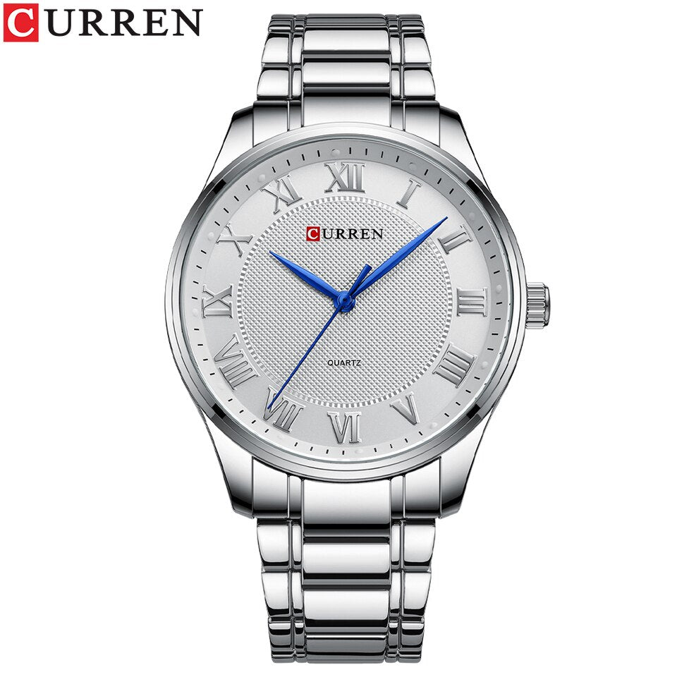 Classic Casual Watch for Men with Stainless Steel Band Simple Quartz Wristwatches with Rome Numbers for Business Man