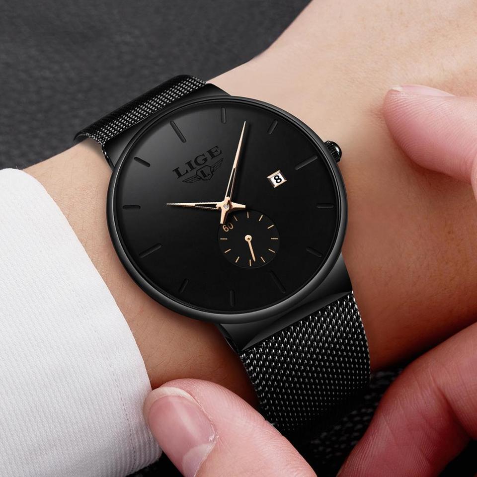 New Fashion Mens Watches Top Brand Luxury Quartz Watch Men Casual Slim Mesh Steel Waterproof Sport Watch Relogio Masculino