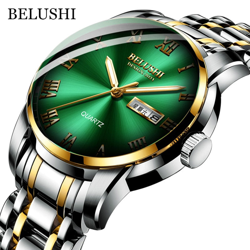 New Men Stainless Steel Business Date Clock Waterproof Luminous Watches Mens Luxury Sport Quartz Wrist Watch