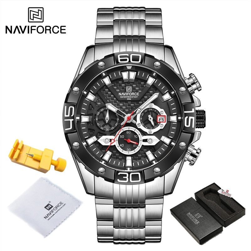 New Watches For Men Luxury Original Classic Quartz Clock Analog Chronograph Sport Waterproof Steel Band WristWatch