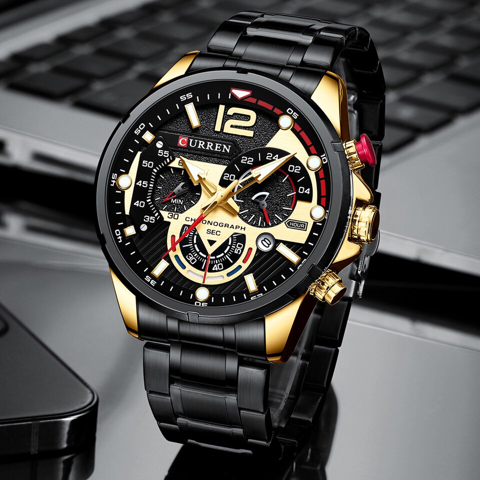 Casual Business Chronograph Waterproof Stainless Steel Watch Mens New Luxury Fashion Quartz Men Watches