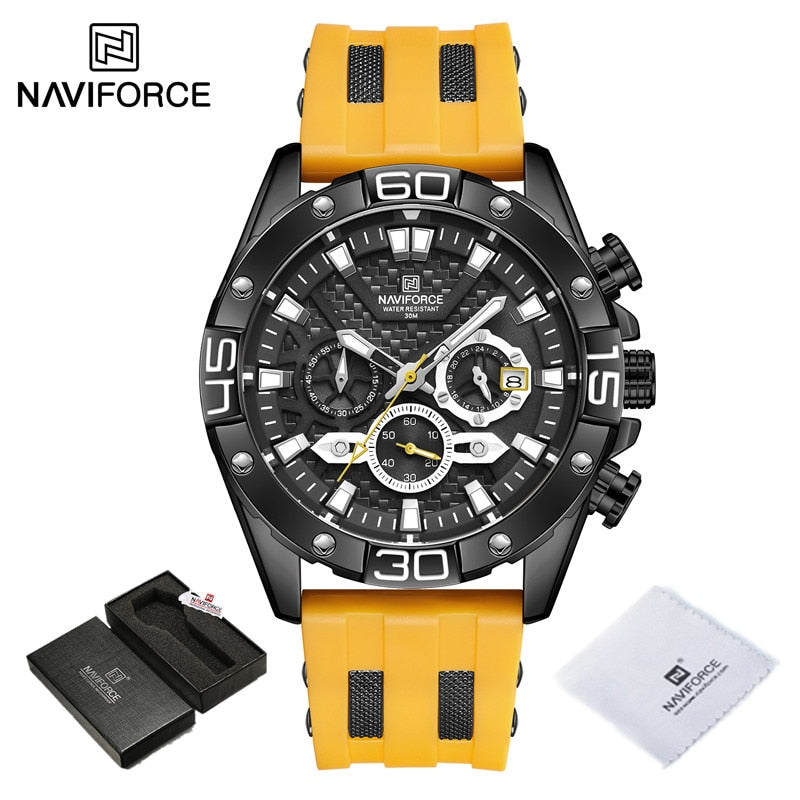 New Luxury Watches for Men Fashion Silicone Strap Military Waterproof Sport Chronograph Quartz WristWatch Clock With Date